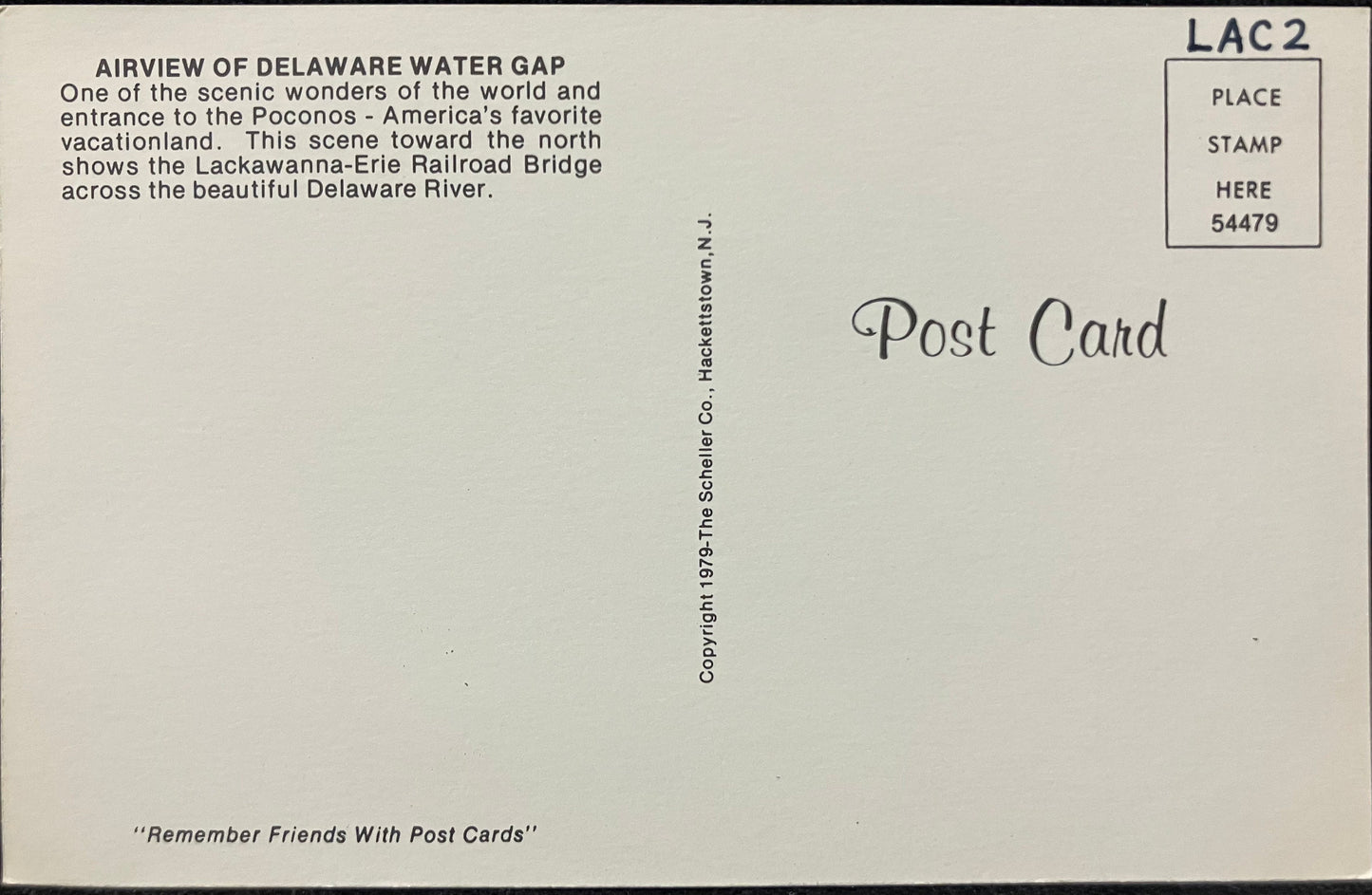Front: Airview of Delaware Water Gap Back: AIRVIEW OF DELAWARE WATER GAP One of the scenic wonders o