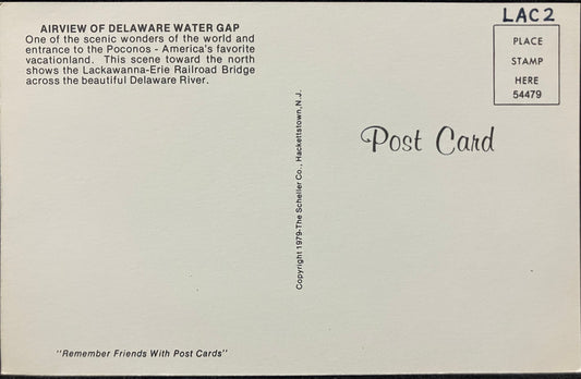 Front: Airview of Delaware Water Gap Back: AIRVIEW OF DELAWARE WATER GAP One of the scenic wonders o