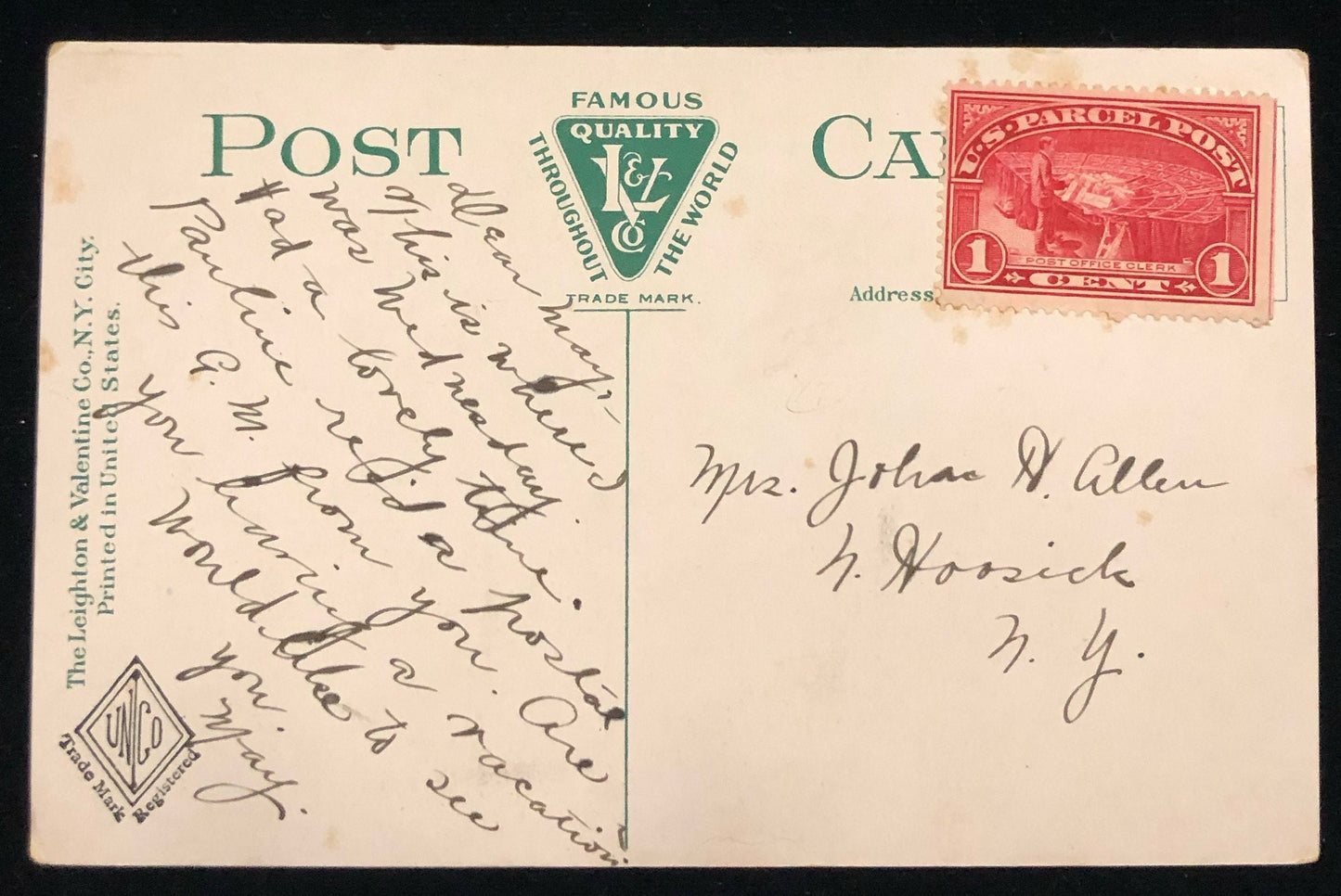 Alice Falls, AuSable Chasm, Adirondacks, N.Y. Vintage Postcard Back information: Unico Trademark Reg