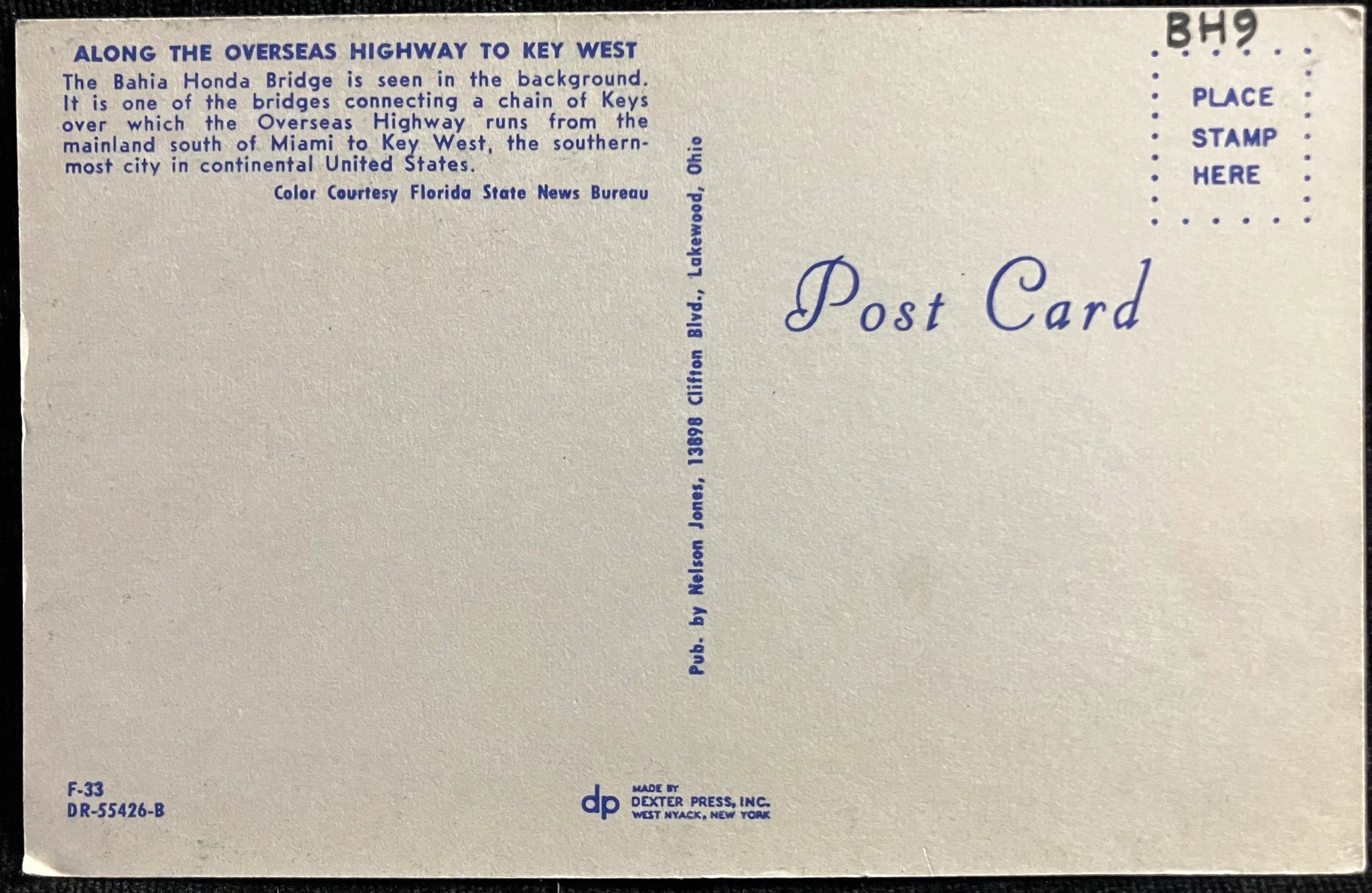 Along the Overseas Highway to Key West, Florida - Florida State News Bureau - Vintage Highway Postca