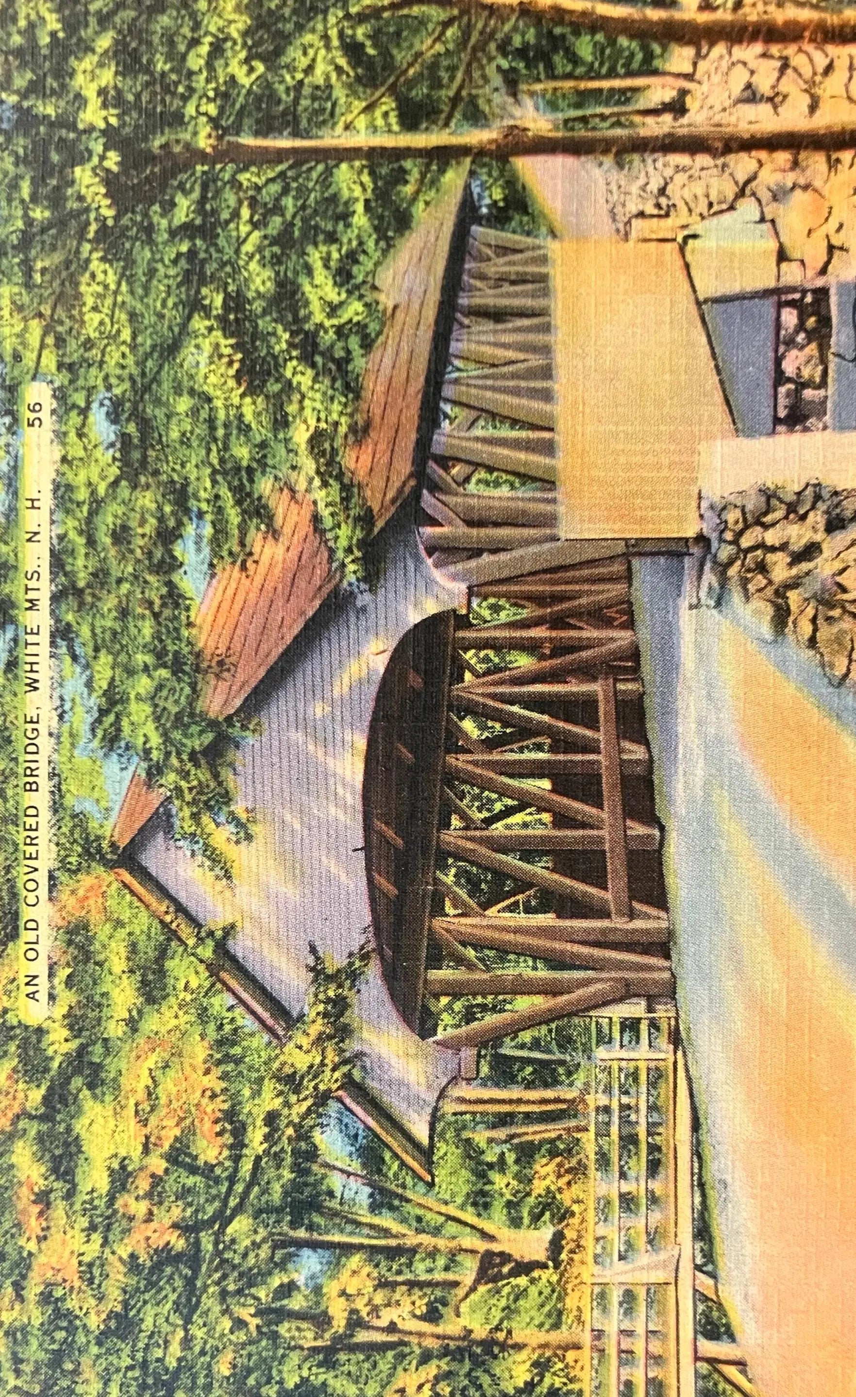 An Old Covered Bridge, White Mountains, New Hampshire - Vintage Covered Bridge Postcard