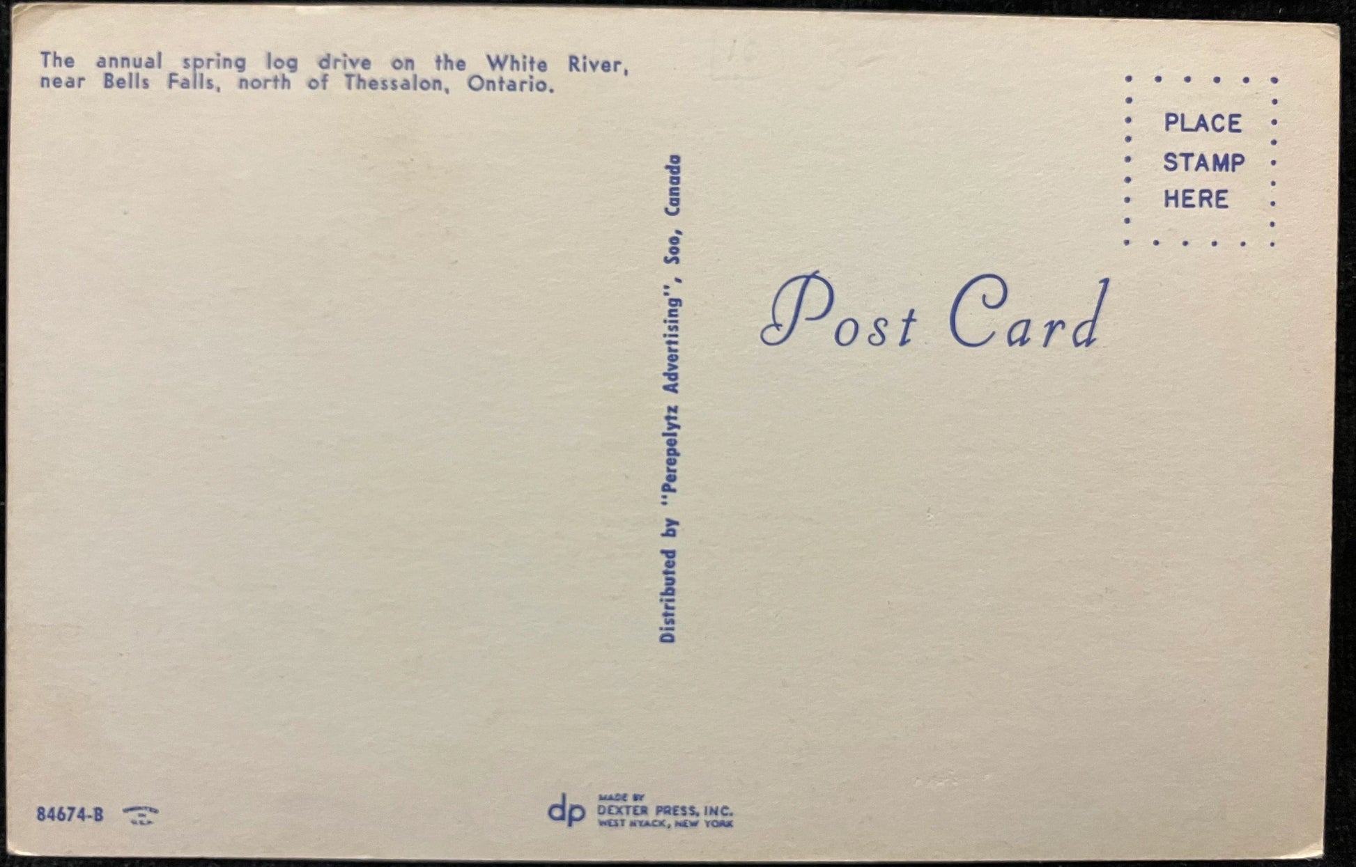 Annual Spring Log Drive on White River - Ontario, Canada - Vintage Logging Postcard - Lumbermen Ridi