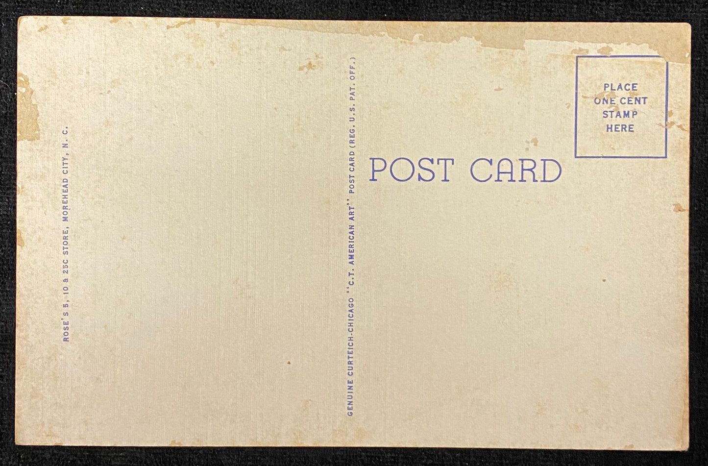 Front: Arendell Street, Looking East, Morehead City, N.C. Back: Blank Condition: Fair condition. The