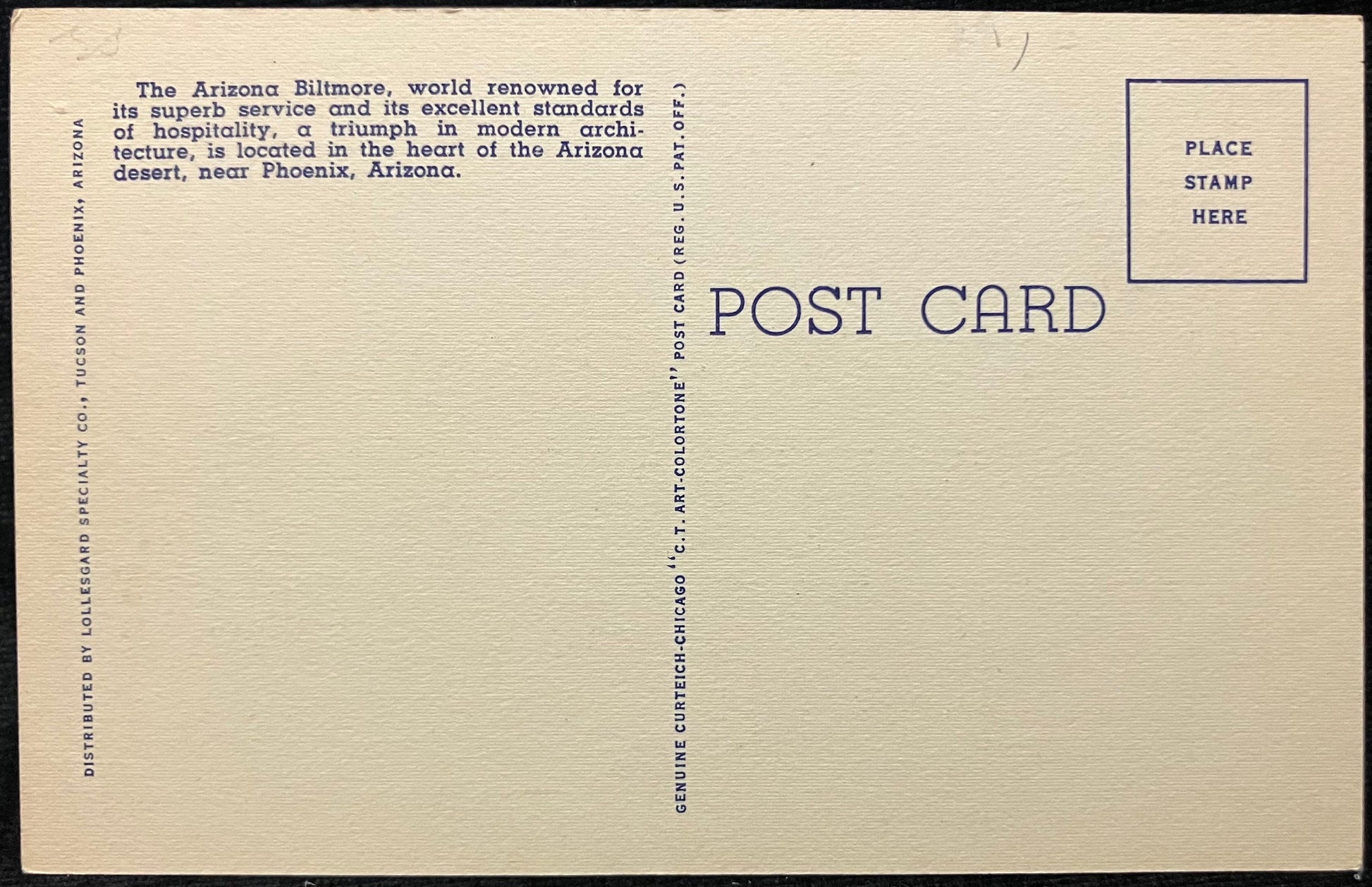 Arizona Biltmore - Phoenix, Arizona - 1940s Linen Postcard