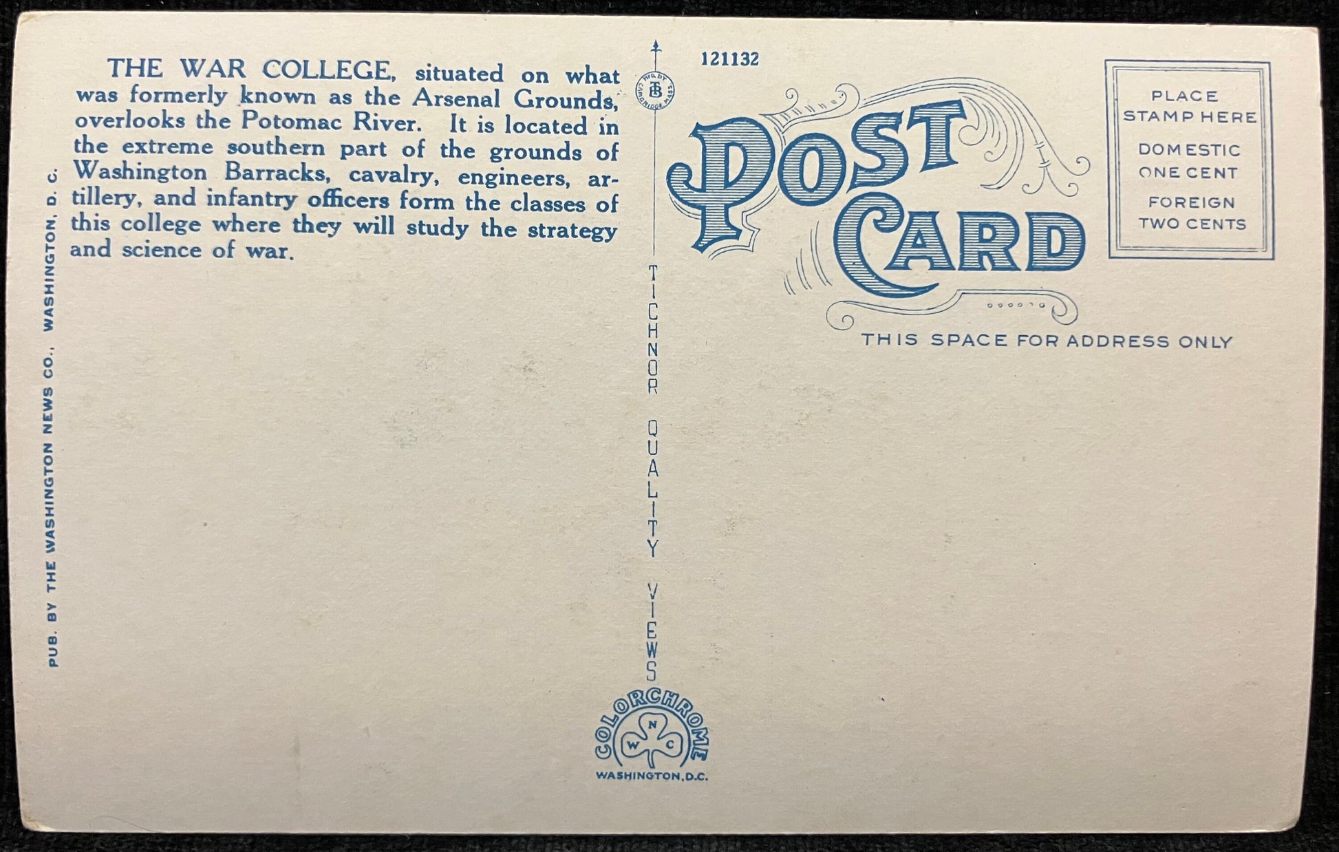 Army War College, Washington D. C. - Vintage Army Postcard