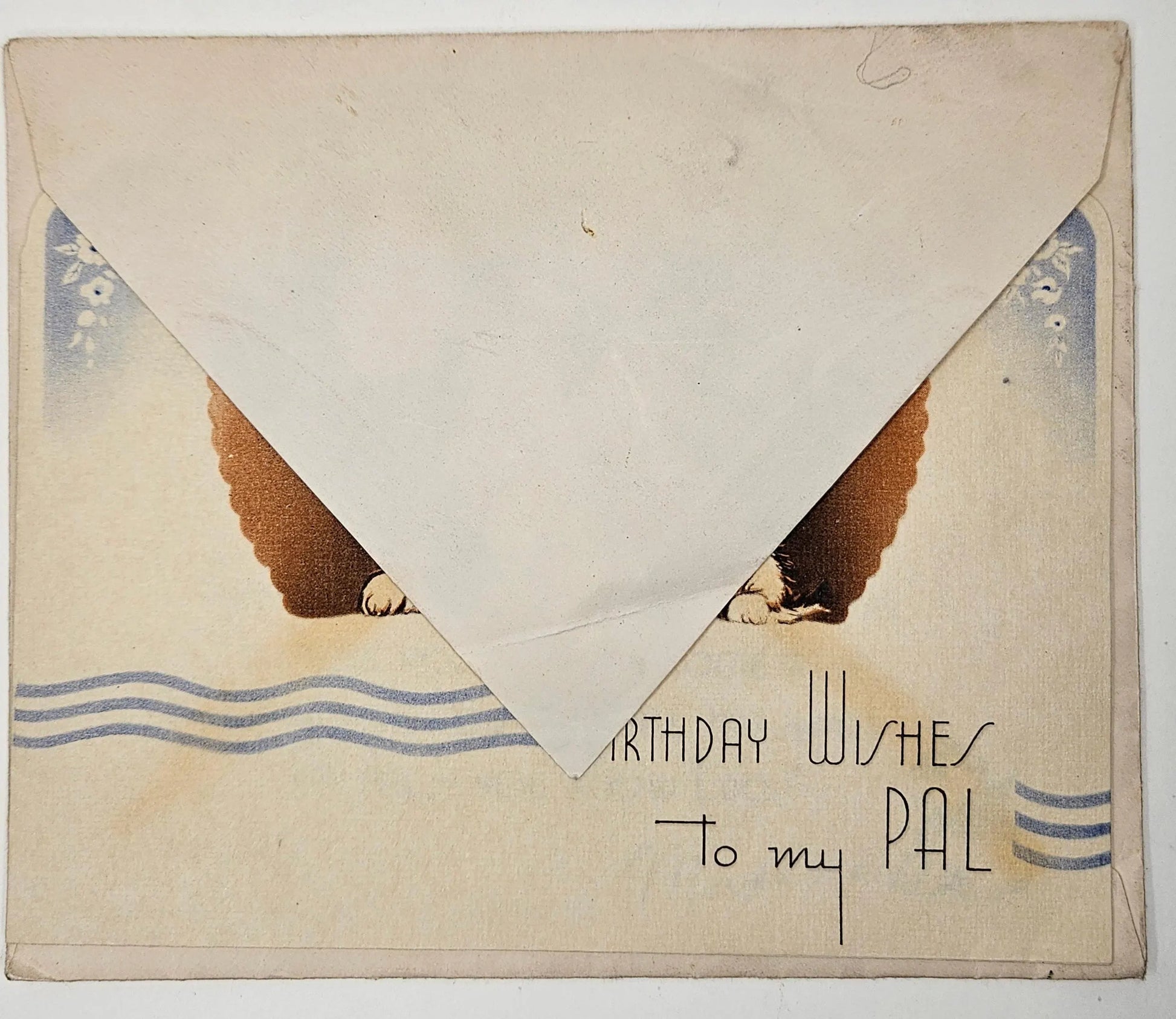 Art Deco Birthday Card - Birthday Wishes To My Pal - Two dogs in Bows - Sweet verse to a Pal inside