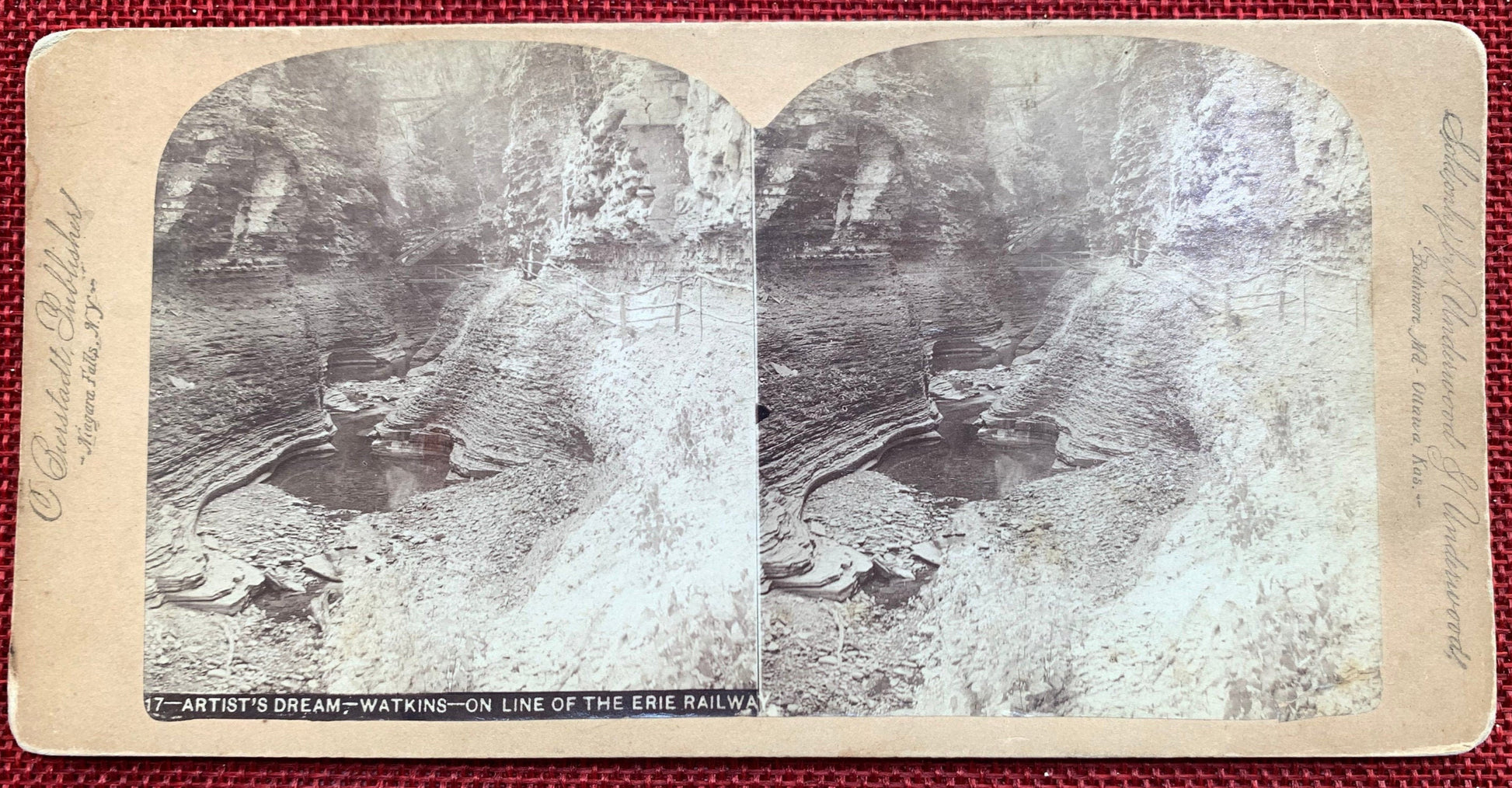 Artist's Dream – Watkins – On Line of the Erie Railway - Vintage Stereo View Card - 1880s/1809s