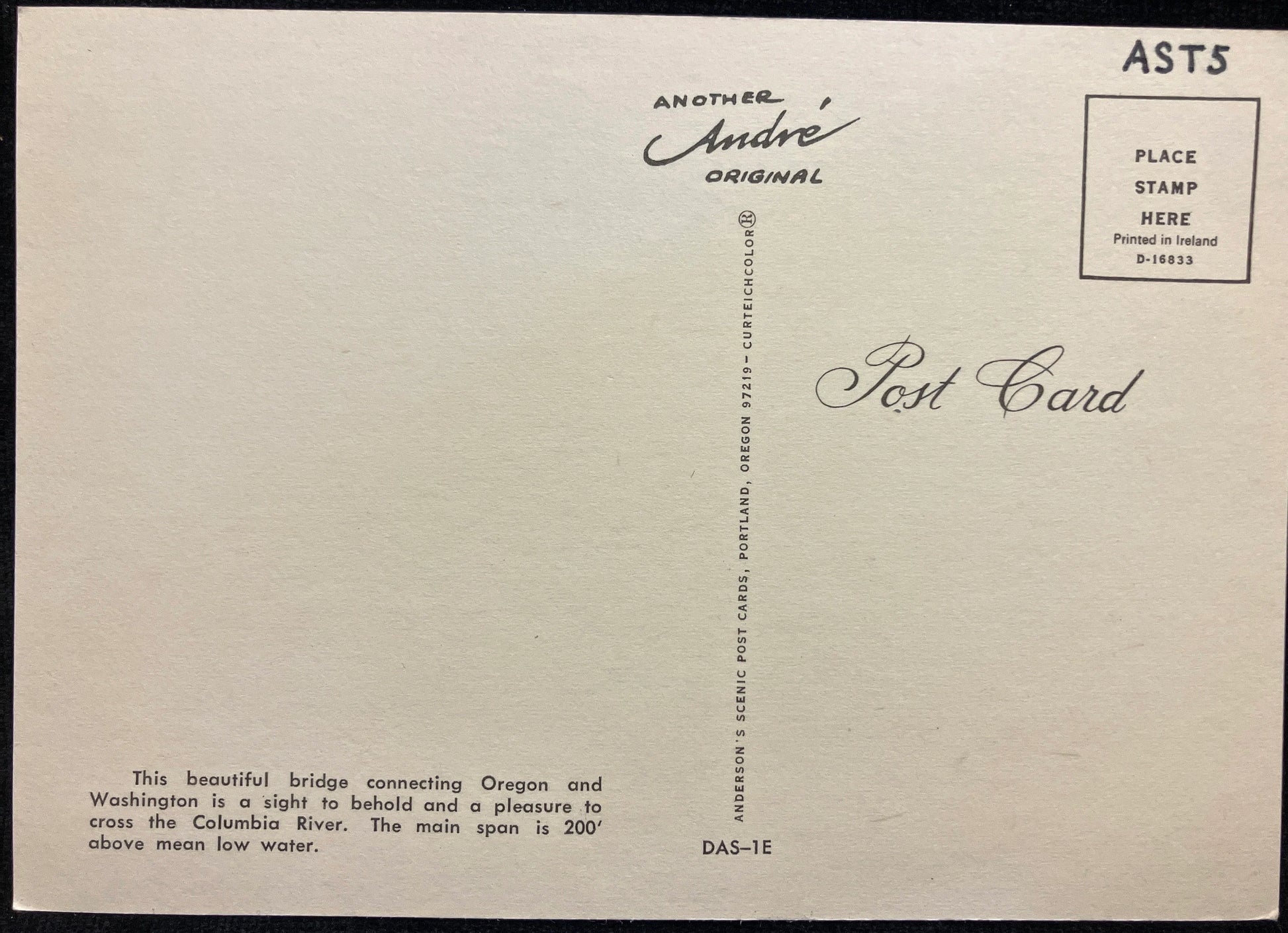 Astoria Bridge, Oregon - Vintage Postcard
