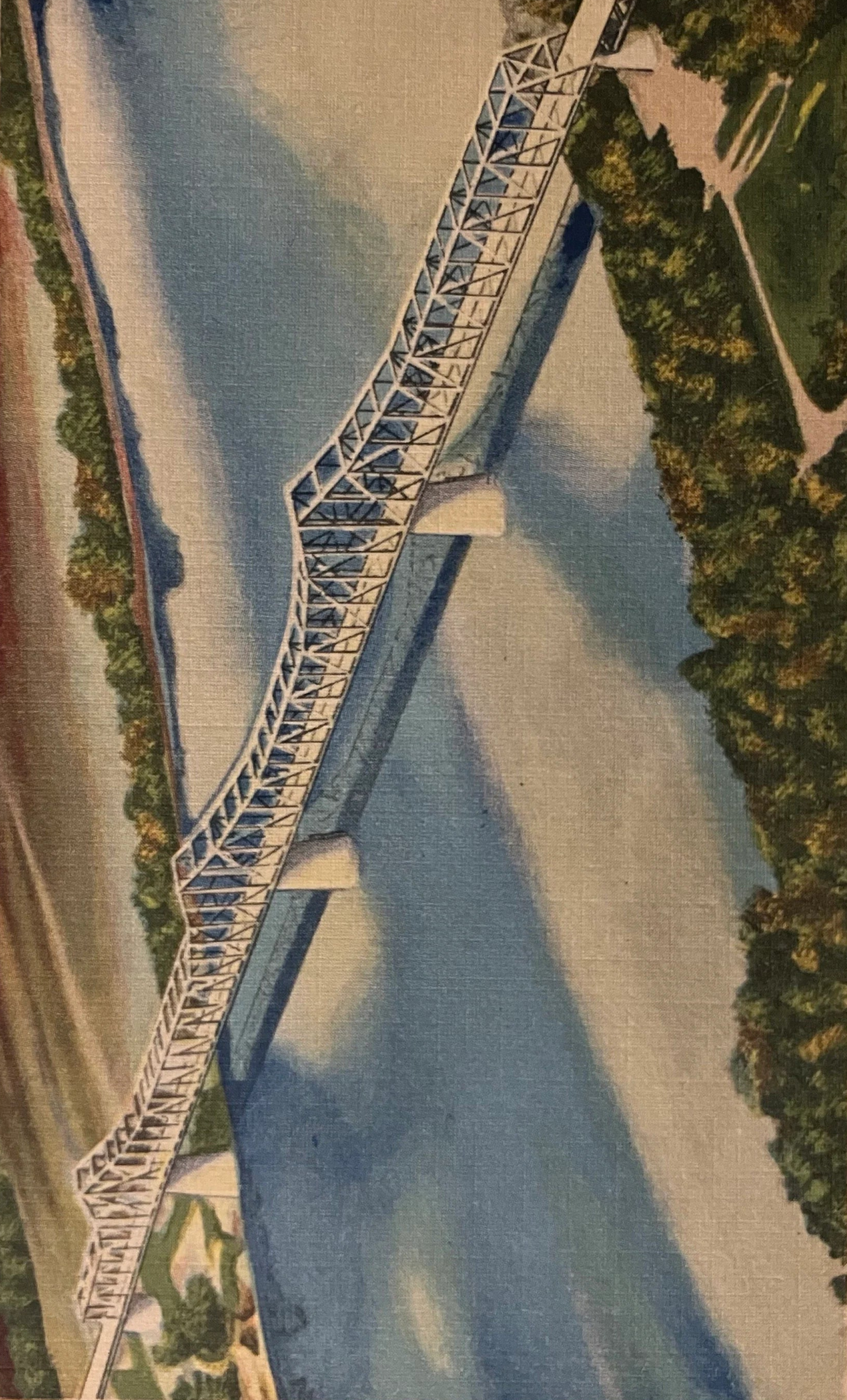 Audubon Memorial Bridge - U. S. 41, Between Evansville, Indiana and Henderson, Kentucky - Vintage Br