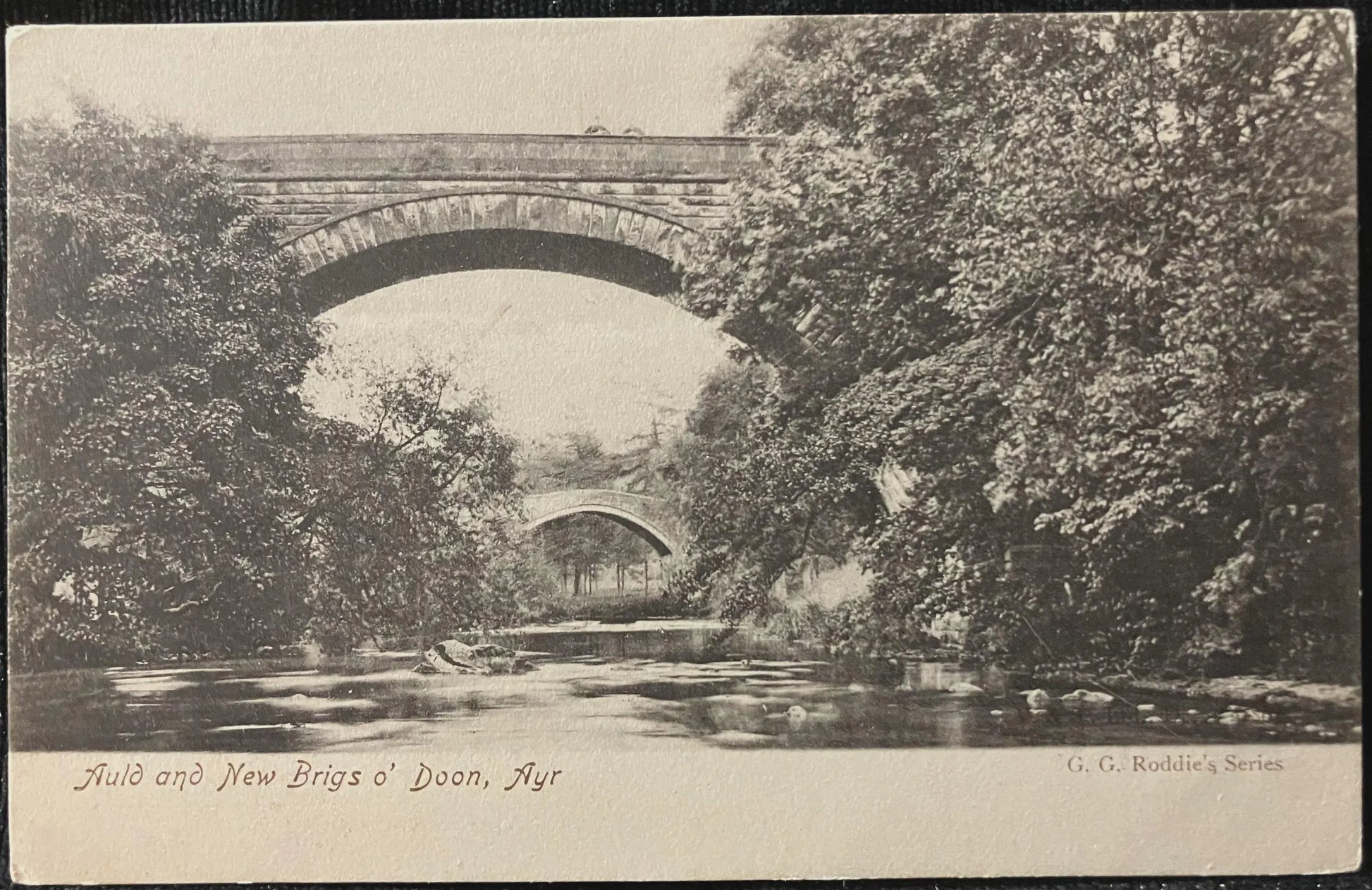 Auld and New Brigs o' Doon, Ayr - Vintage United Kingdom Postcard- 1920 Bridges in the UK - Real Pho