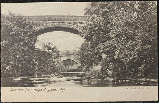 Auld and New Brigs o' Doon, Ayr - Vintage United Kingdom Postcard- 1920 Bridges in the UK - Real Pho