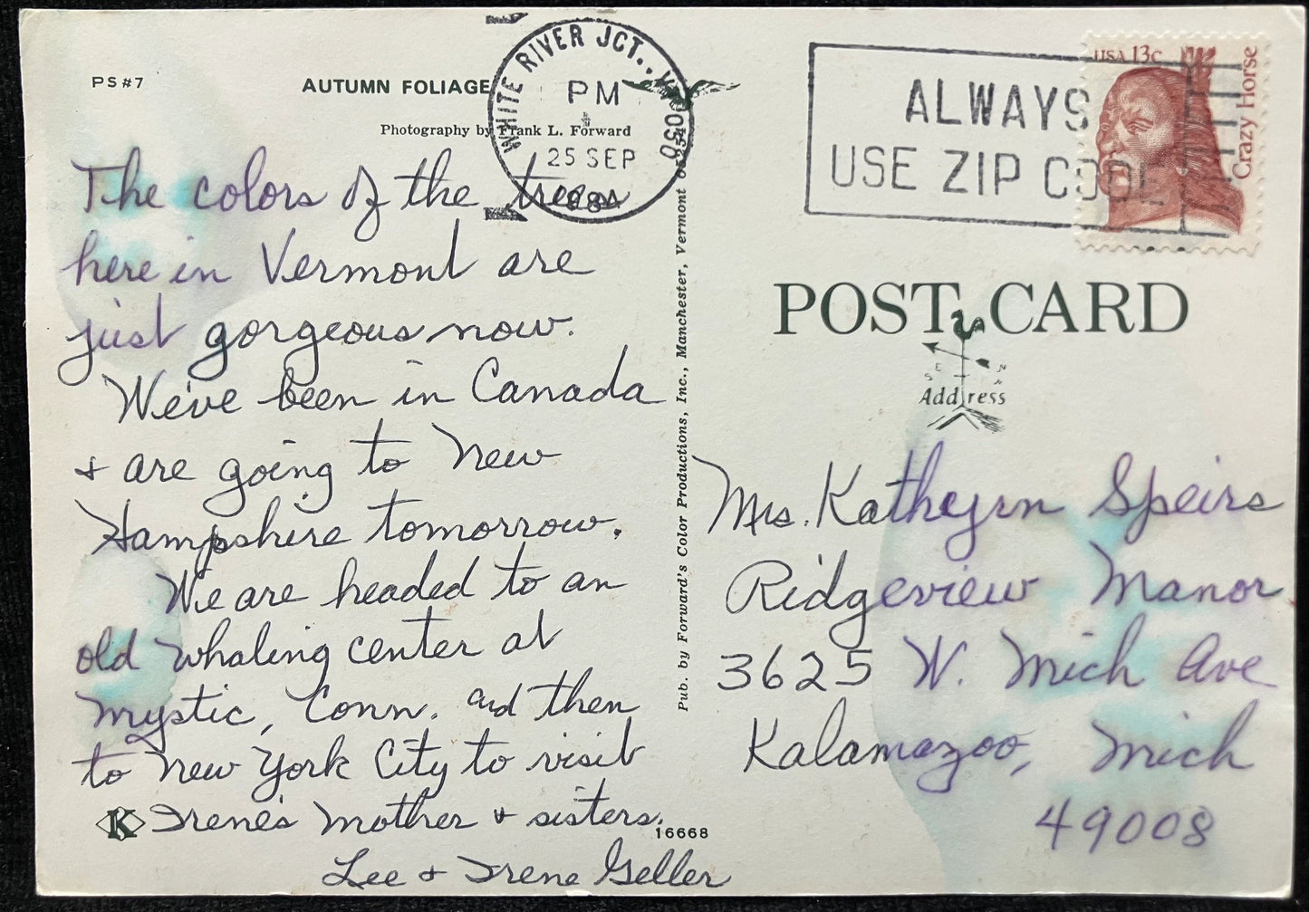 Autumn Foliage, Michigan - Photo: Frank L. Forward - Vintage Postcard