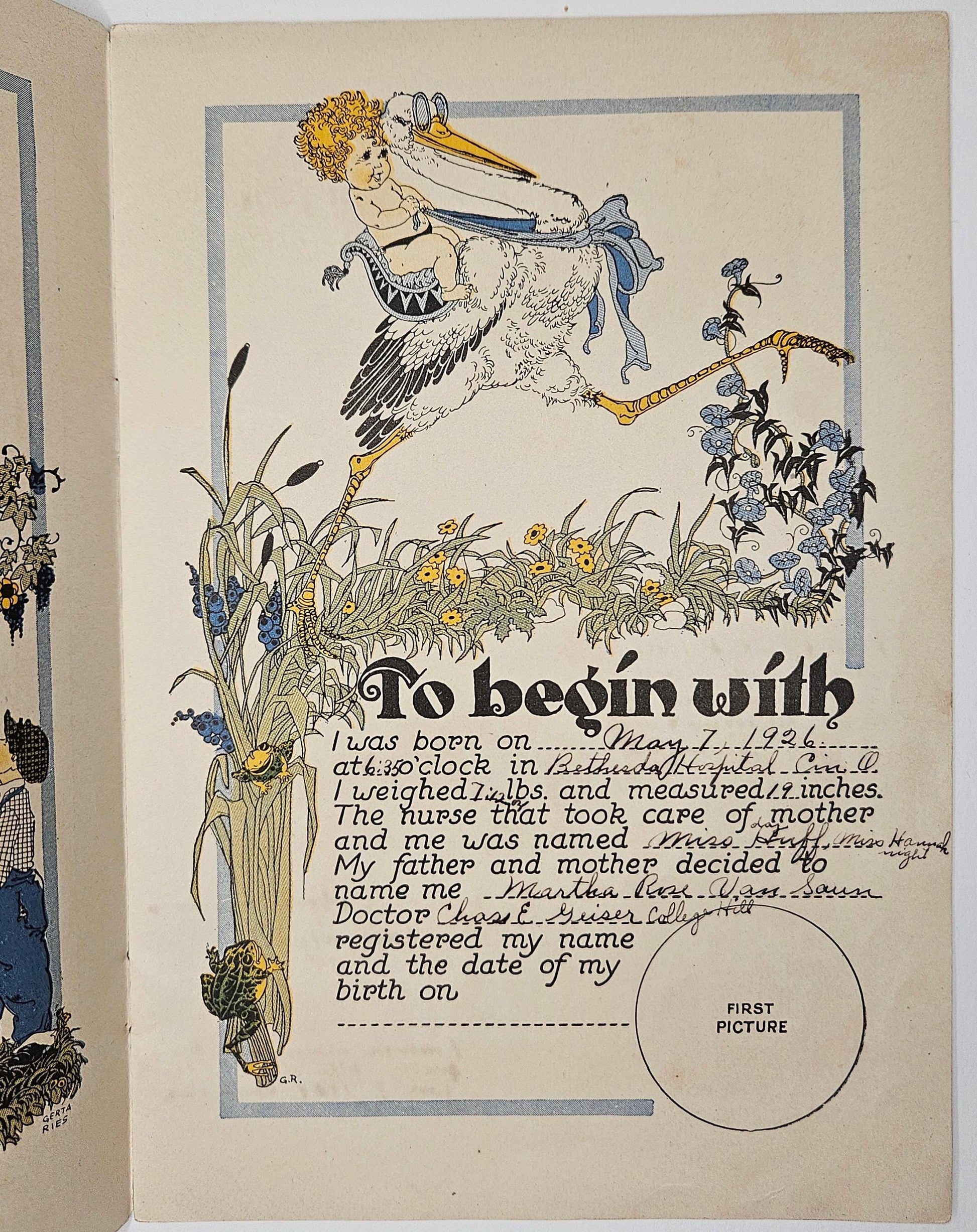 Baby's Book- Metropolitan Life Insurance Company- Cincinnati Ohio 1920s - Martha's Baby Book, 1926 -