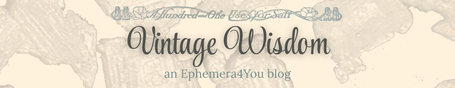 Header of 'Vintage Wisdom' blog with decorative text and design