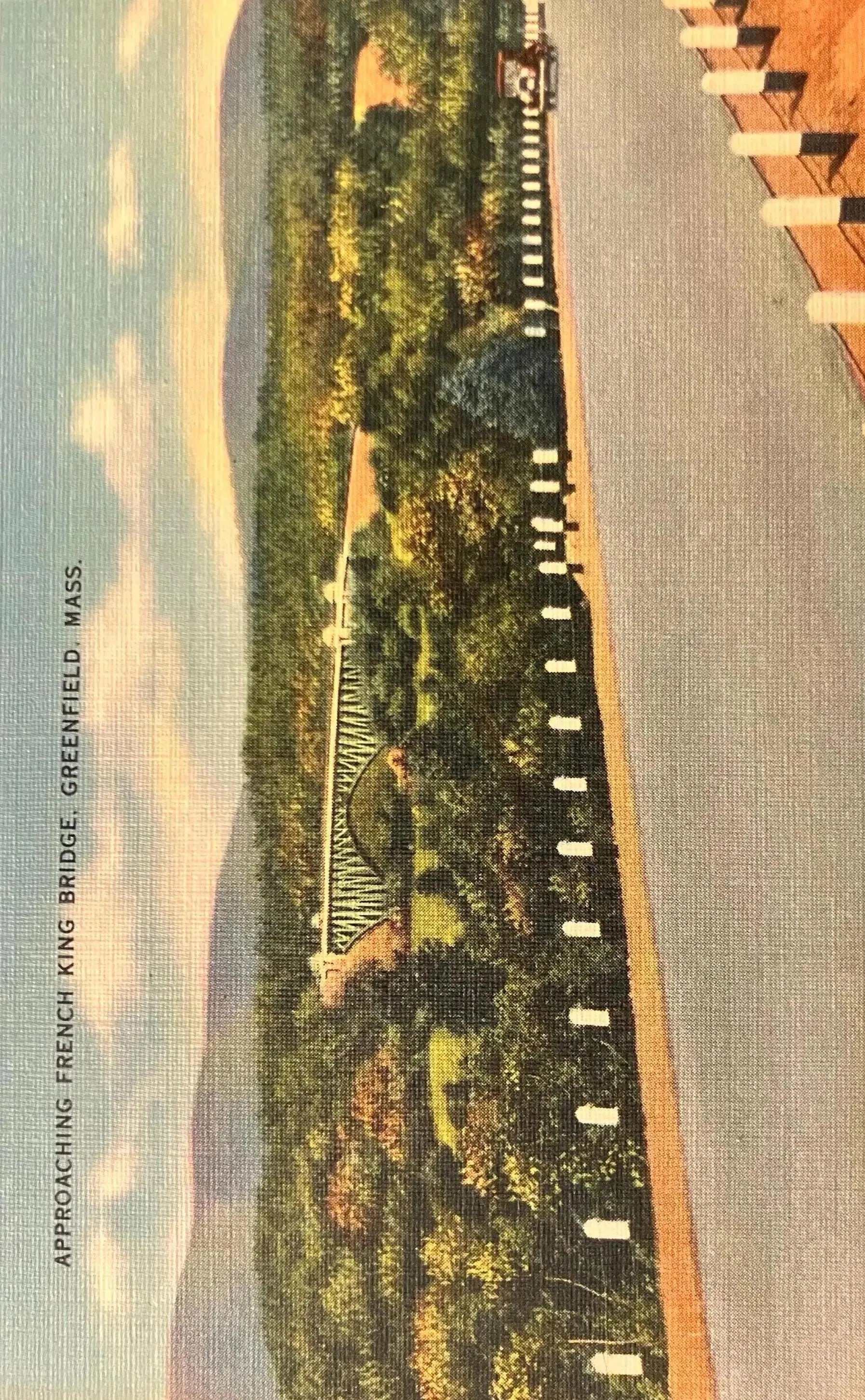 Approaching French King Bridge, Greenfield, Massachusetts - Vintage Postcard