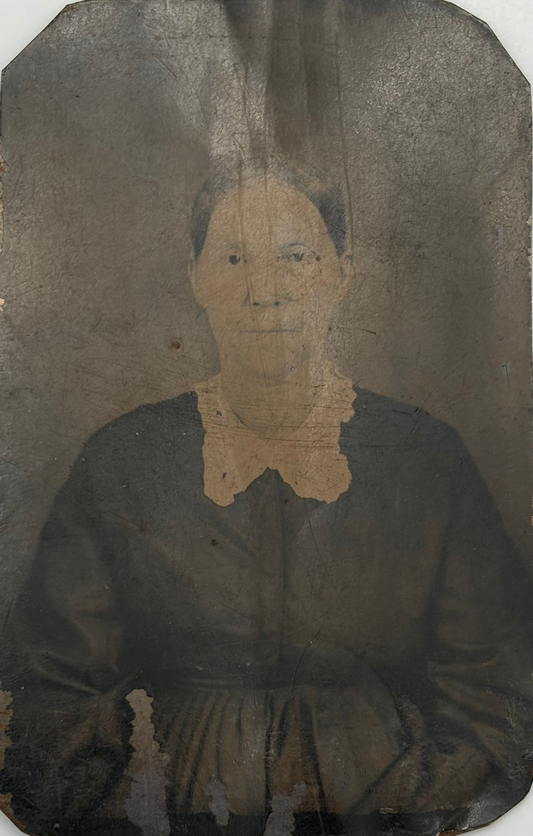 1850s-1860s Tintype Photo of a Solemn Victorian Woman