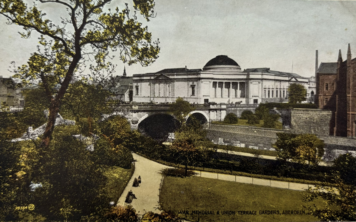 1940s War Memorial And Union Terrace Gardens Aberdeen Scotland - Vintage Military Postcard