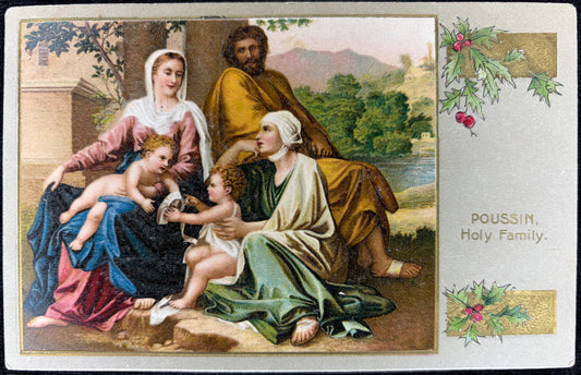 Pre-1910 Holy Family with Dark Complexion Joseph | Vintage Christmas Postcard