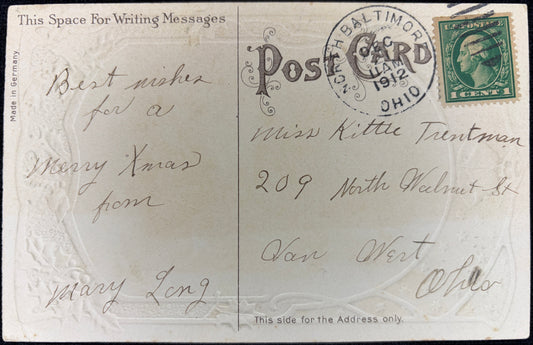 "Best Wishes for Christmas" Nativity Scene - Vintage Postcard
