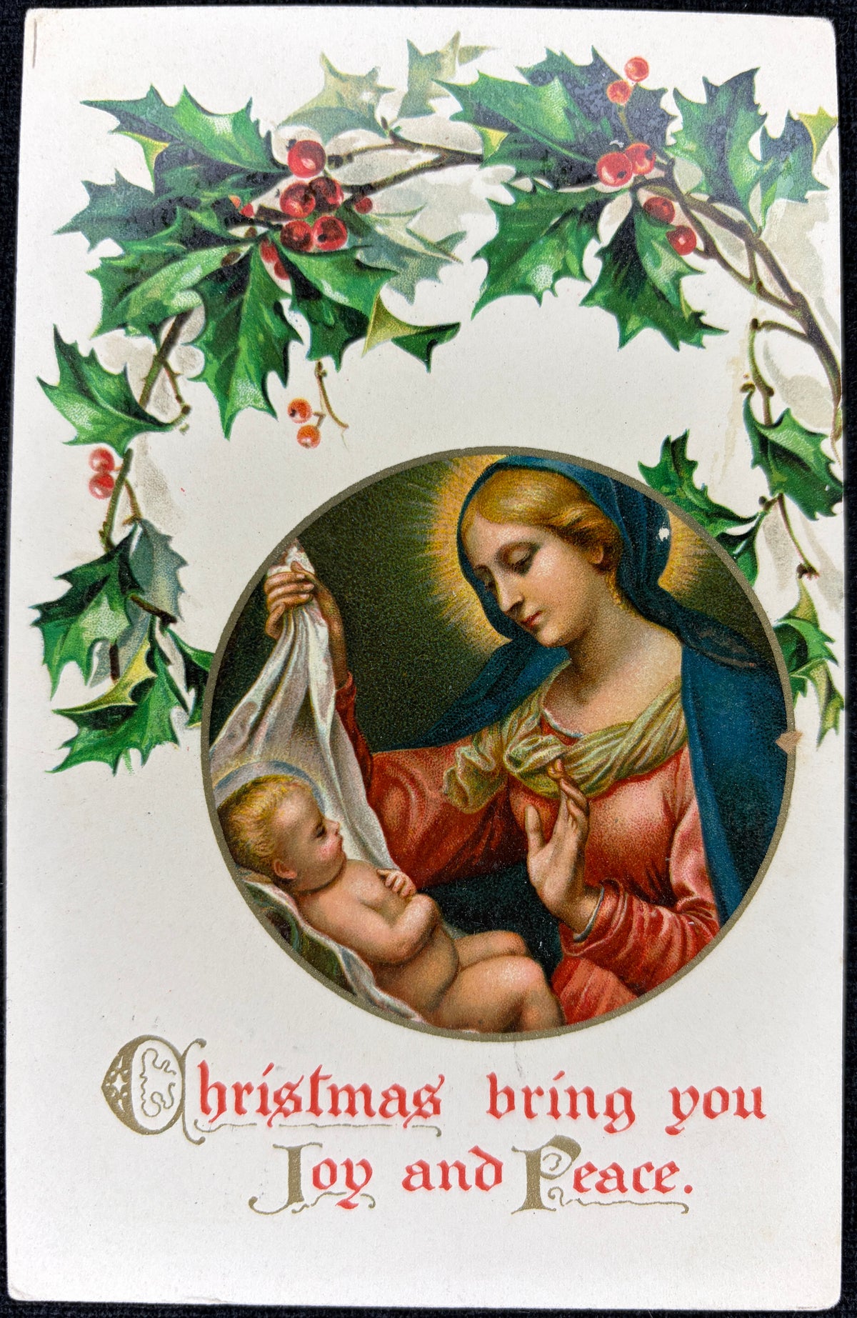 1915 Virgin Mother with Baby Christmas Bring You Joy and Peace - Vintage Postcard