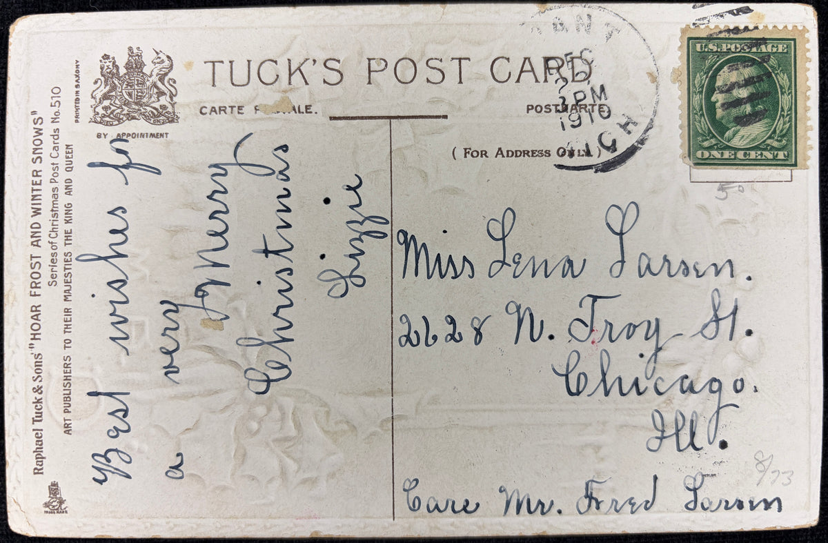 1910 Embossed Water Mill Christmas Postcard - Vintage Postcard