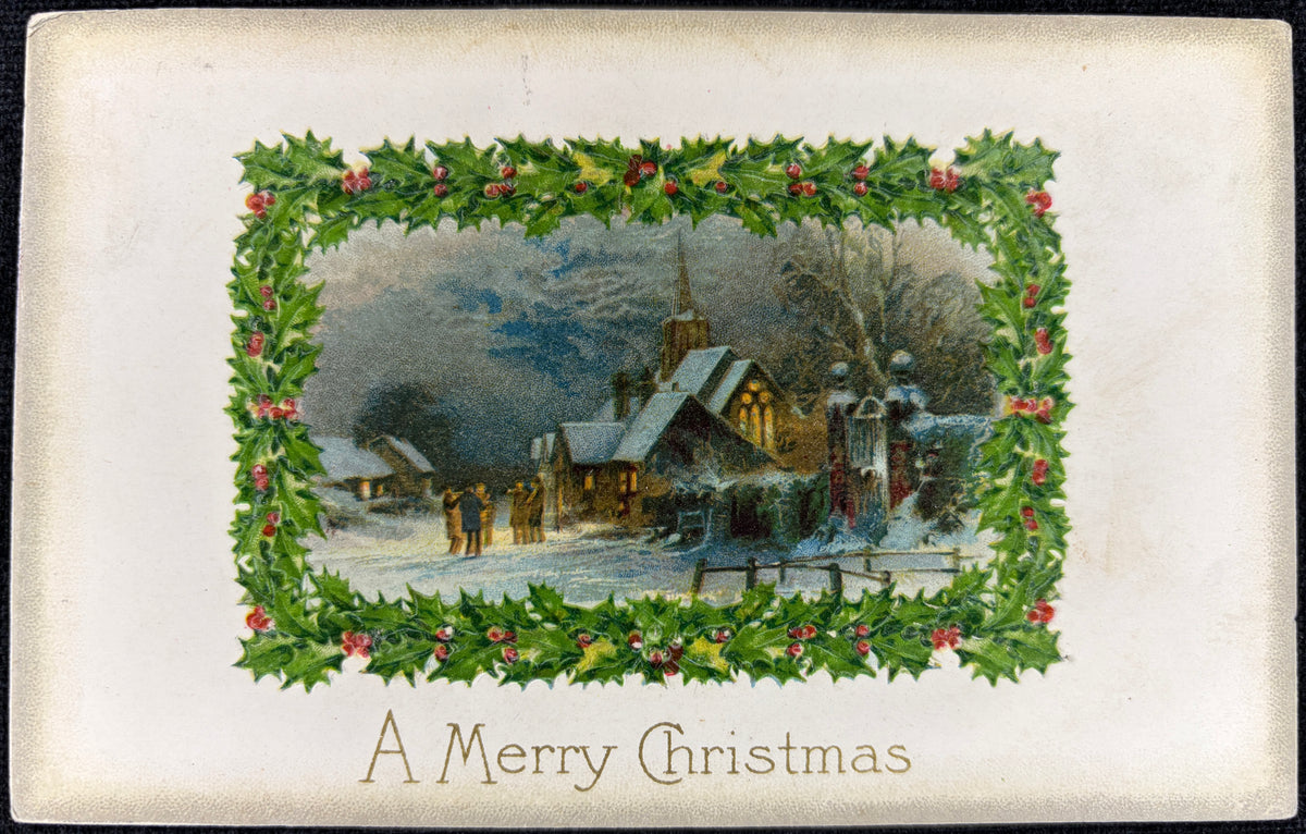 Pre-1910 Embossed Christmas Postcard, "A Merry Christmas" - Vintage Postcard