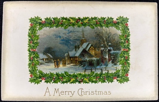 Pre-1910 Embossed Christmas Postcard, "A Merry Christmas" - Vintage Postcard
