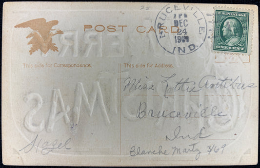 Pre-1910 Embossed "A Merry Christmas" - Vintage Postcard