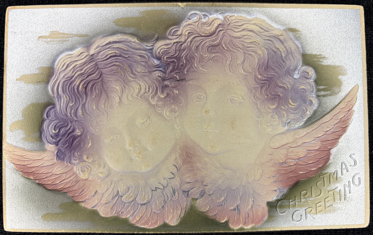 1910 Embossed and Gilded Christmas Angels - Vintage Postcard