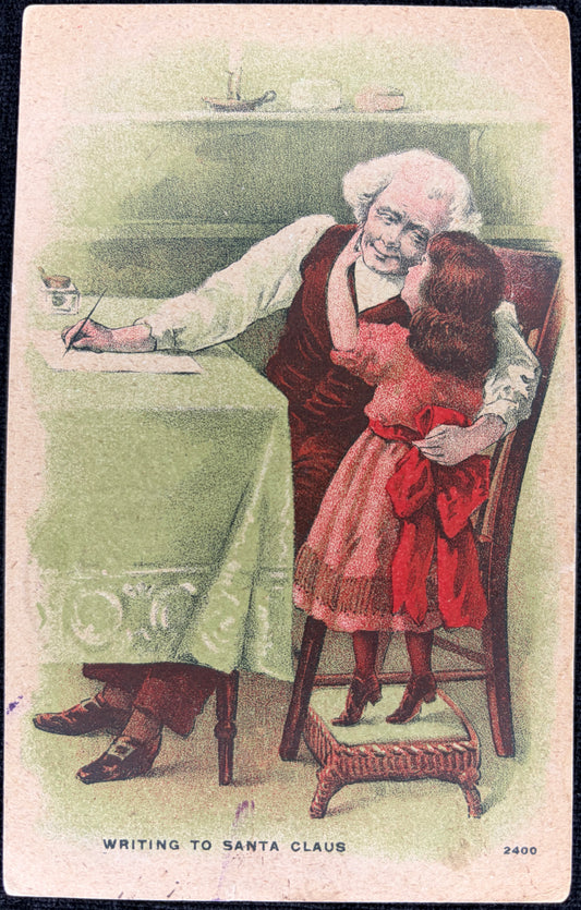 "Writing to Santa Claus" Christmas Postcard - Vintage Postcard