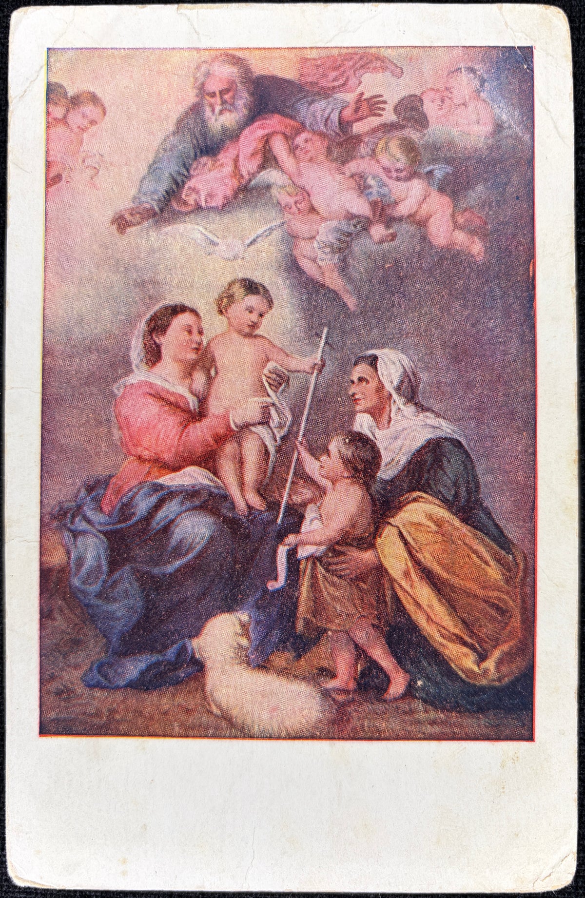 Christmas Cherubs Scene - Vintage Postcard