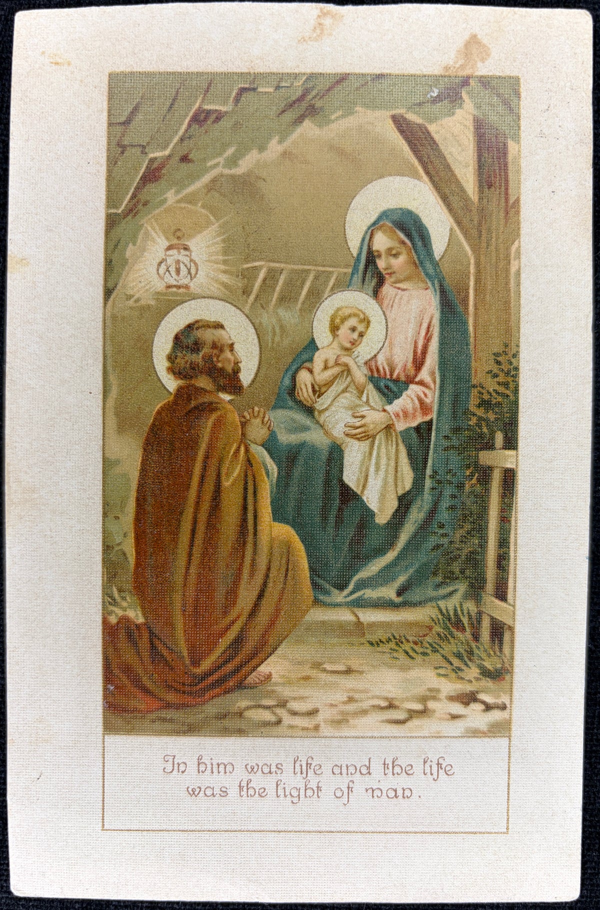 "In Him Was Life and the Life Was the Light of Man" Christmas Nativity Scene - Vintage Postcard
