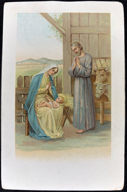 Holy Family in the Manger | Christmas Postcard