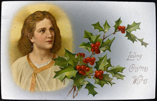 Young Jesus "Loving Christmas Wishes" - Vintage Postcard