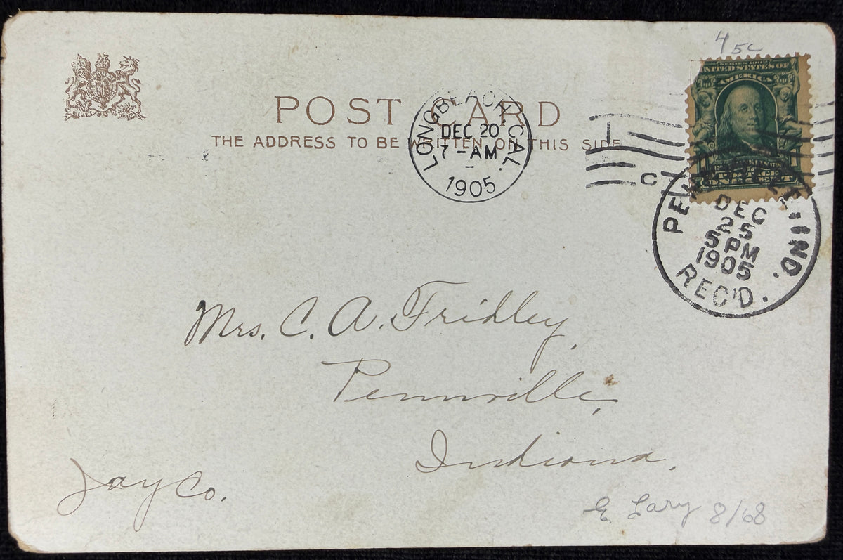 1905 Address-only Christmas Holly - Vintage Postcard