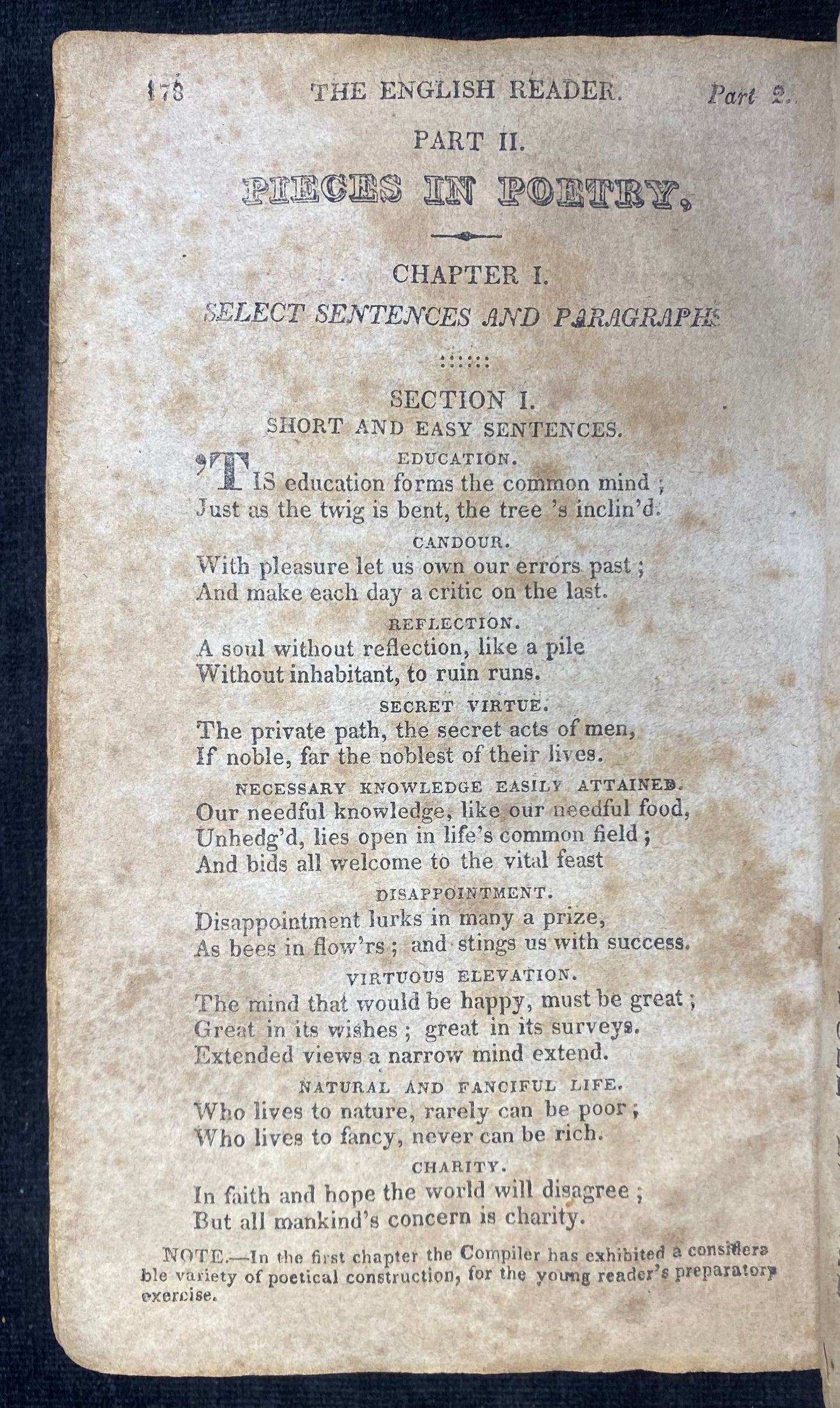 The English Reader Printed in 1823; or, Pieces in Prose and Poetry, from the Best Writers By Lindley Murray