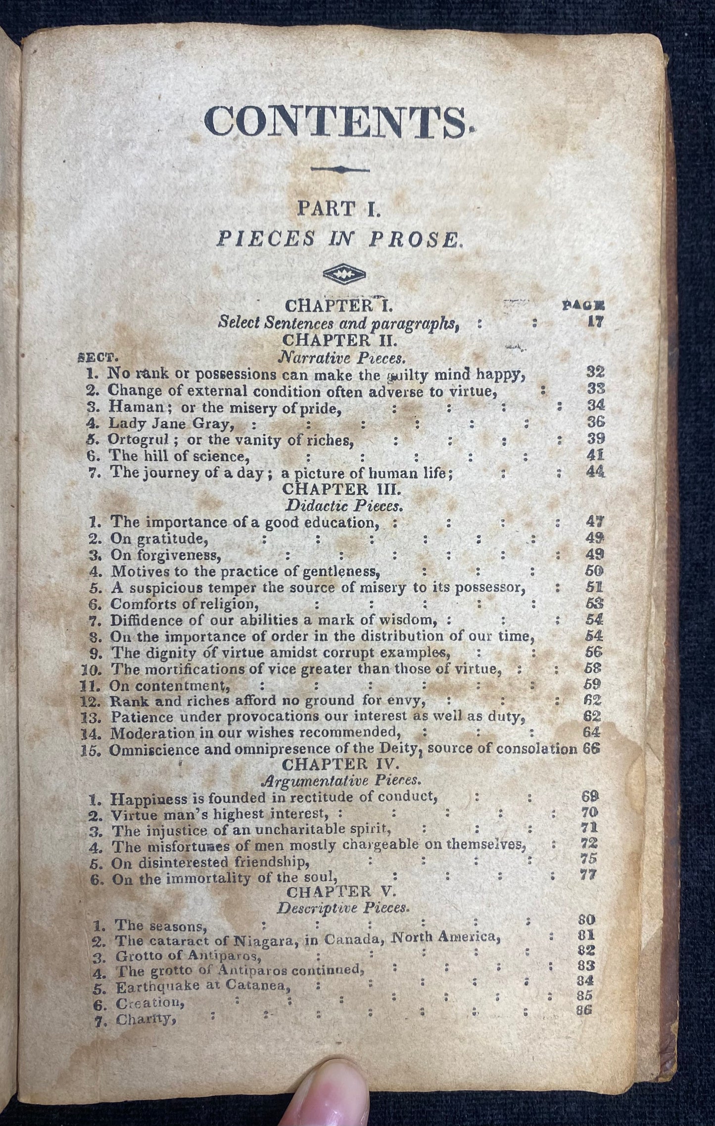 Table of contents page from a book with text and chapter headings.