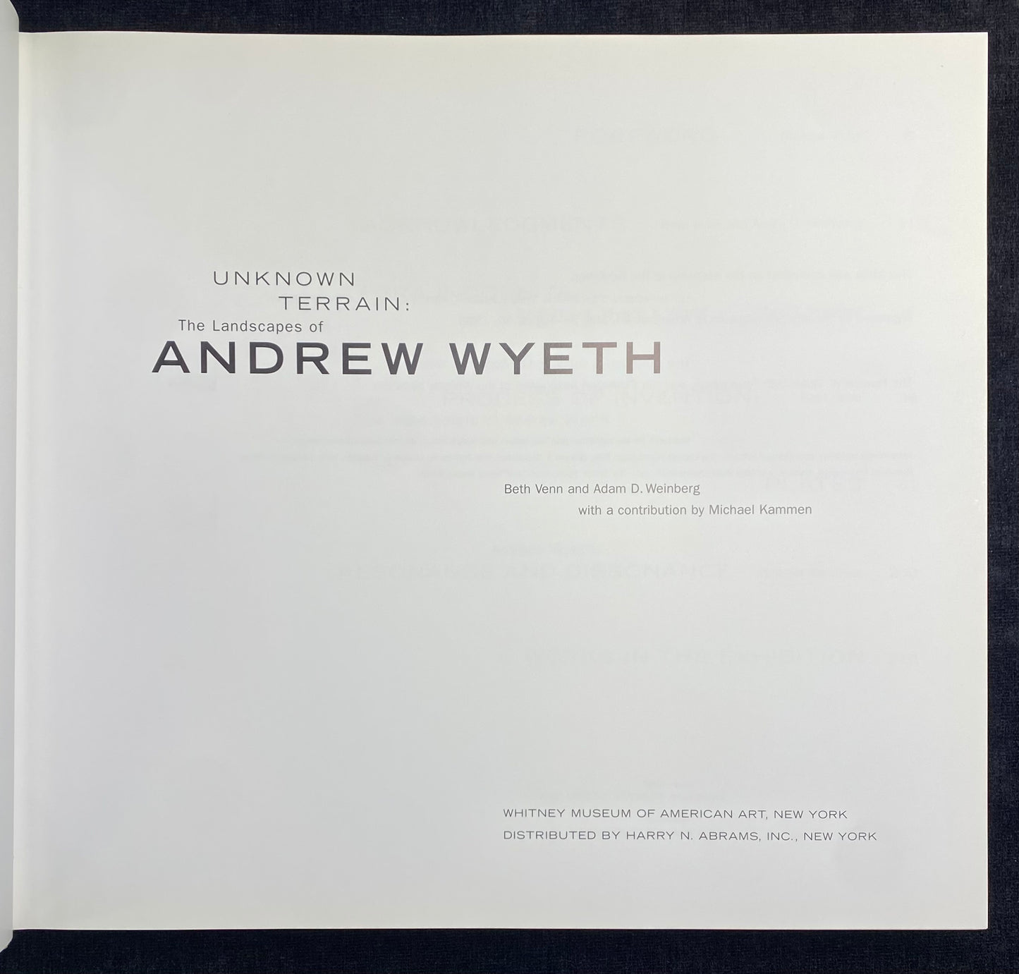 Unknown Terrain: The Landscapes of Andrew Wyeth by Beth Venn and Adam D. Weinberg - 1998