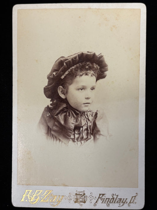 Adorable Toddler with Large Hat Photograph - 1880s-1890s Cabinet Card - Late Victorian Fashion
