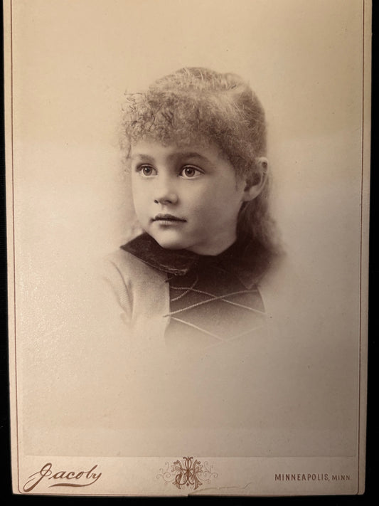 Young Girl Cabinet Card - Victorian Children's Fashion - 1887 Photograph of Angelic Child