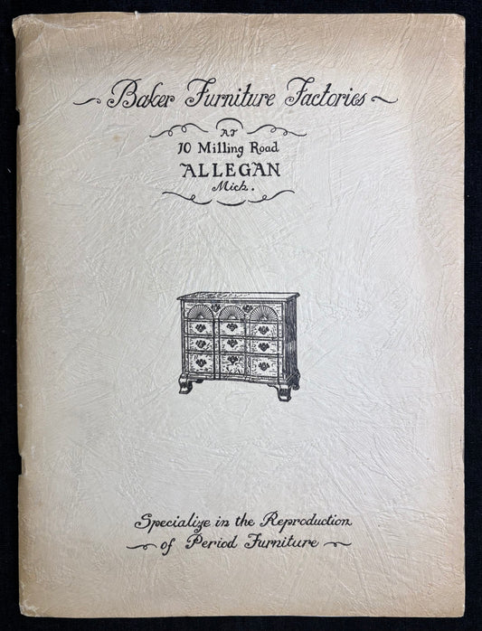 Baker Furniture Factories Catalog - 1930 Allegan, MI - Baker Furniture Descriptions - RARE find for Collector or Dealer.
