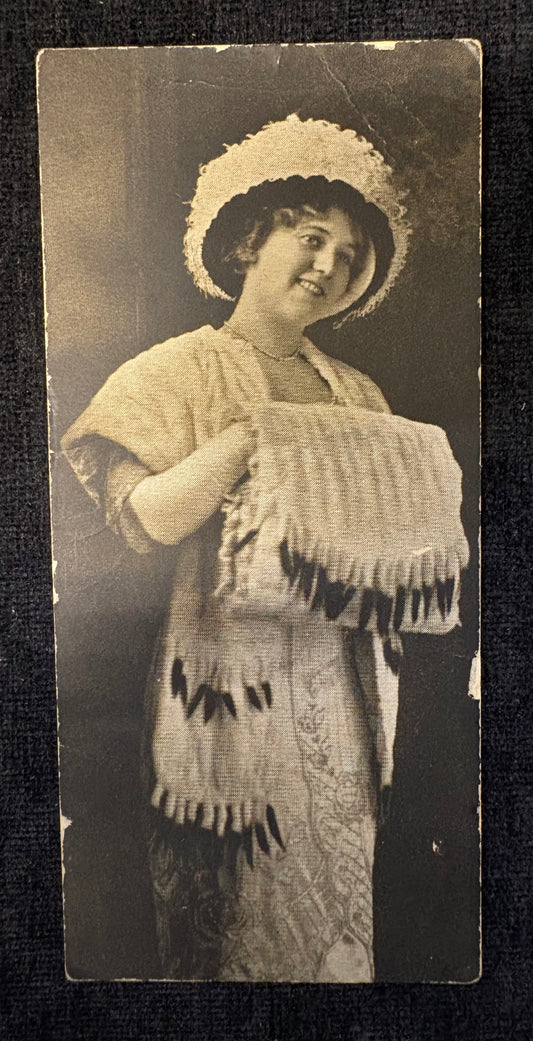 Victorian Woman in Unique Feather Hat and Ornate Dress - Rare Size 1900s Photograph - Marion Aye Style Fashion