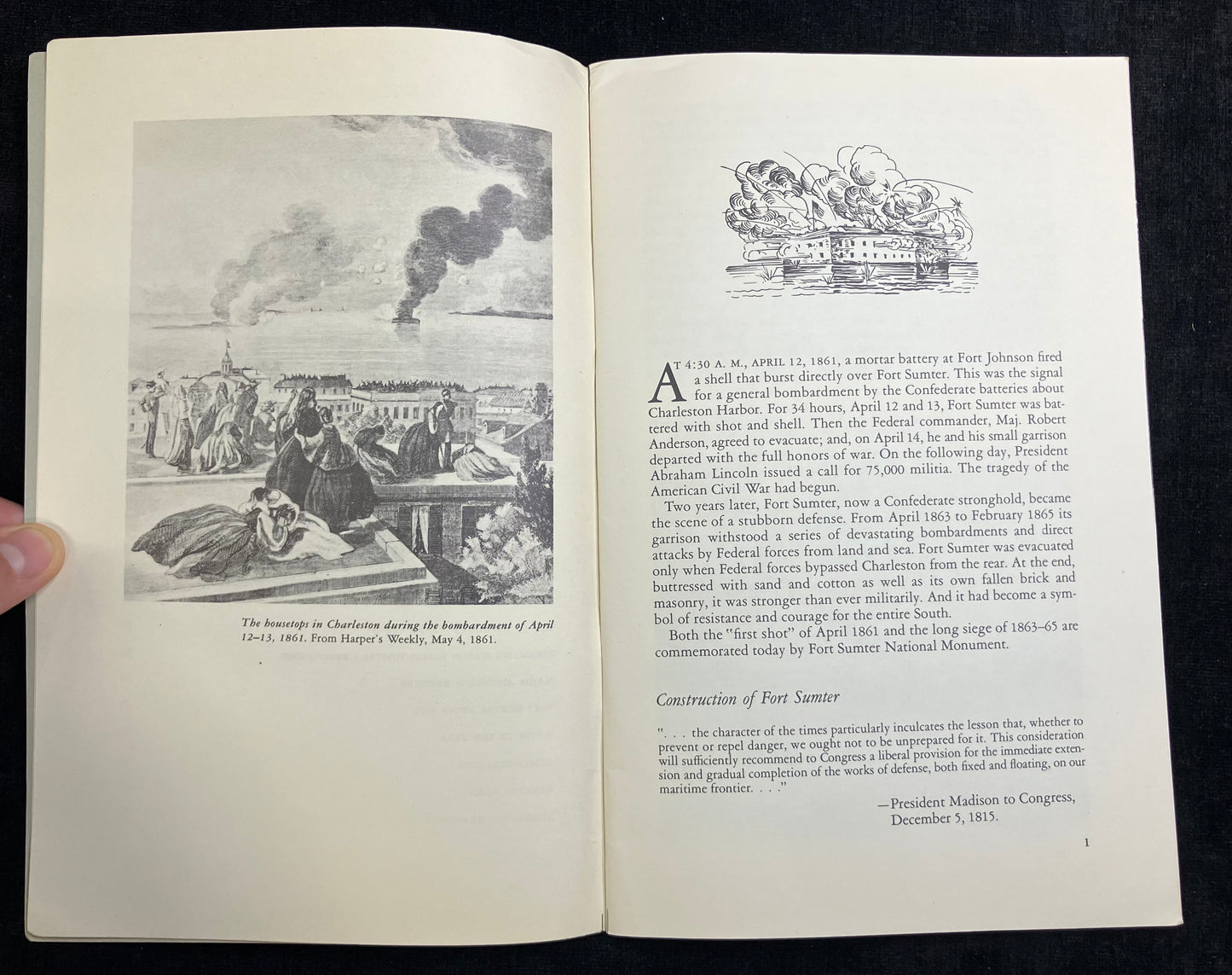 Civil War Memorabilia 1952 Historical Handbook - Fort Sumter - National Military Book