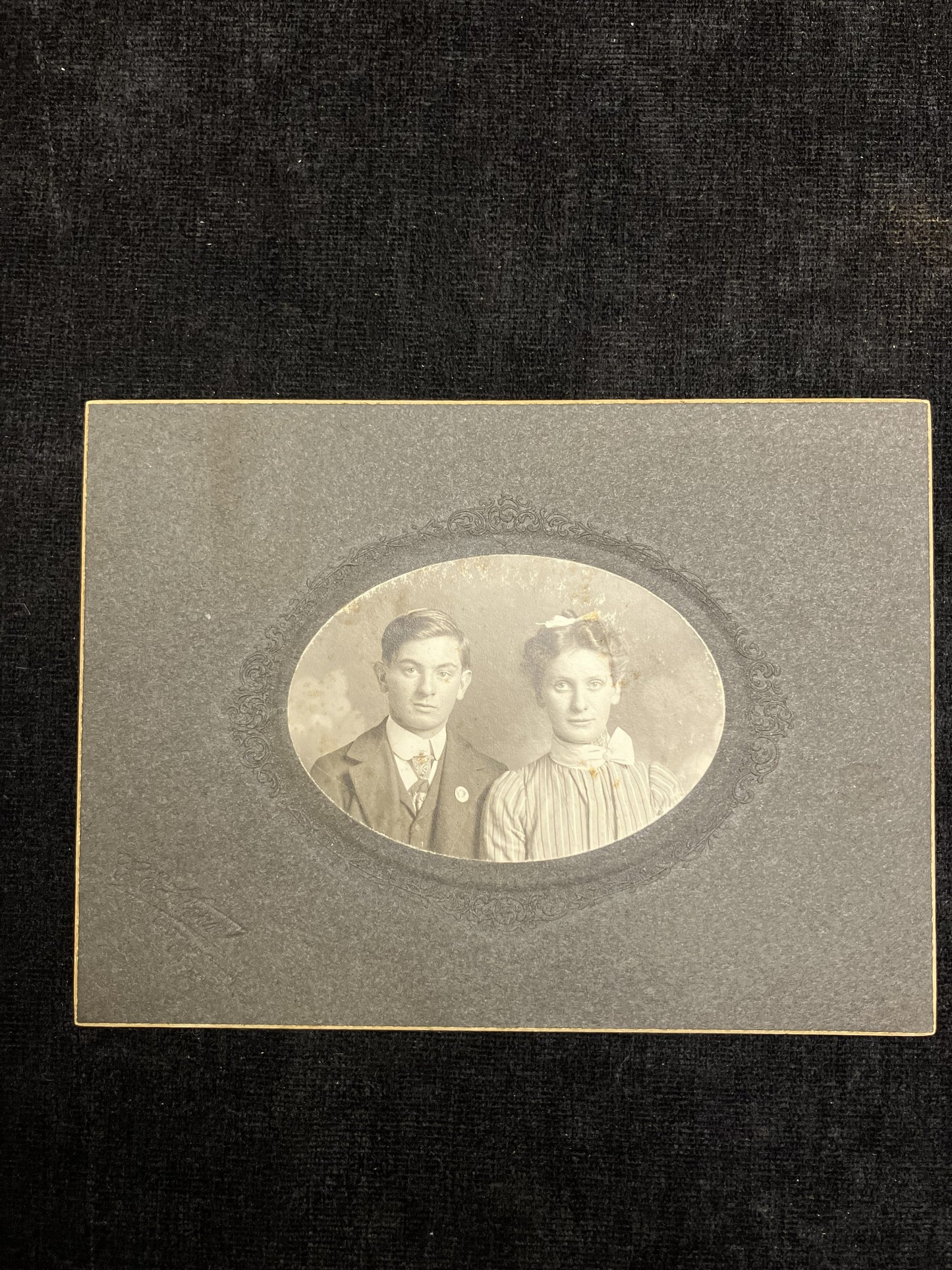 1890s Engagement Photo - Antique Couples Photograph - Vintage Michigan Cabinet Card
