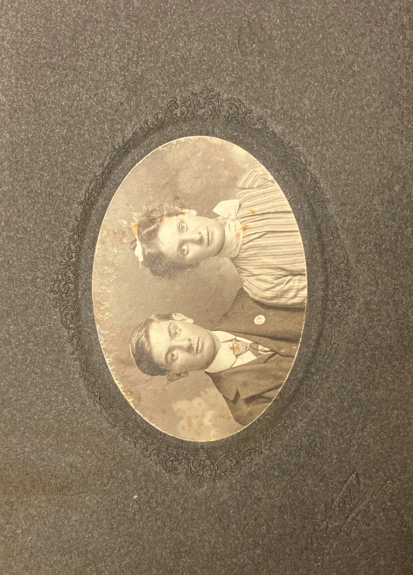 1890s Engagement Photo - Antique Couples Photograph - Vintage Michigan Cabinet Card