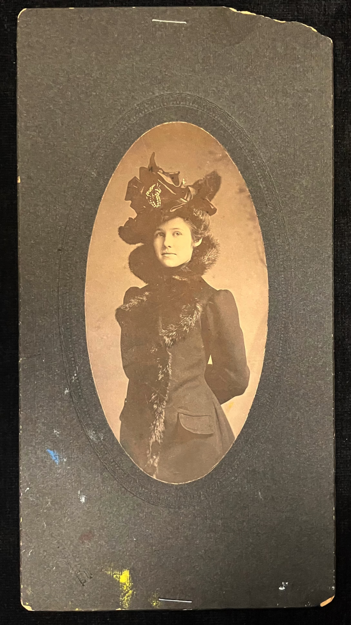 Elegant Gothic Victorian Woman - 1890-1900U Unique Size Panel Card - J.B. Allison, Indiana Photo