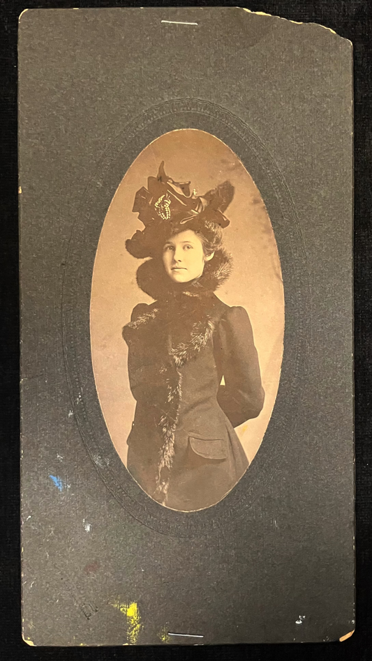 Elegant Gothic Victorian Woman - 1890-1900U Unique Size Panel Card - J.B. Allison, Indiana Photo