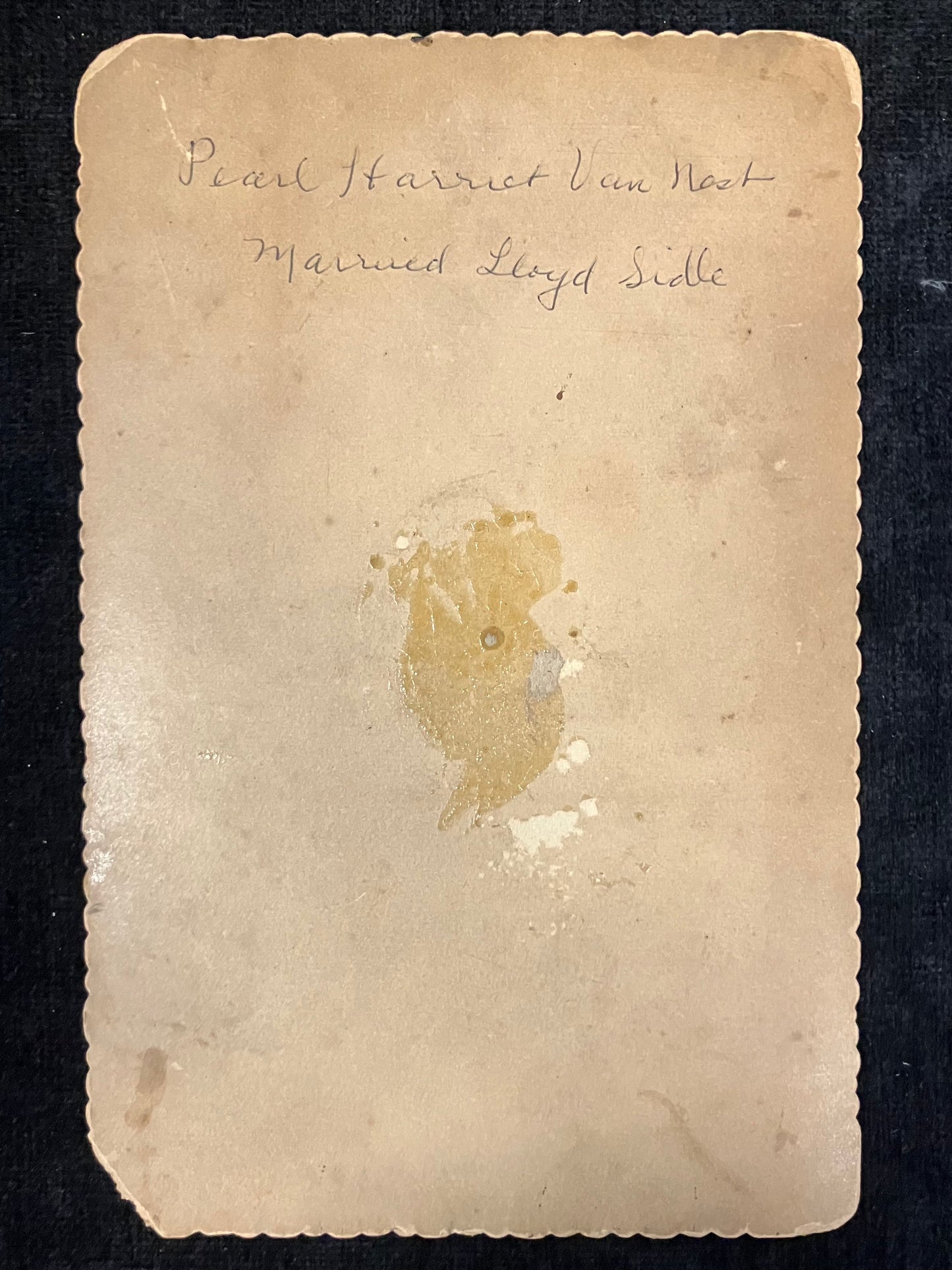1880s Photo of Dutch American Farm Girl - Scalloped Gilt Edge Cabinet Card - Harrington Studio Cleveland Ohio - Sepia tone Pastoral Background