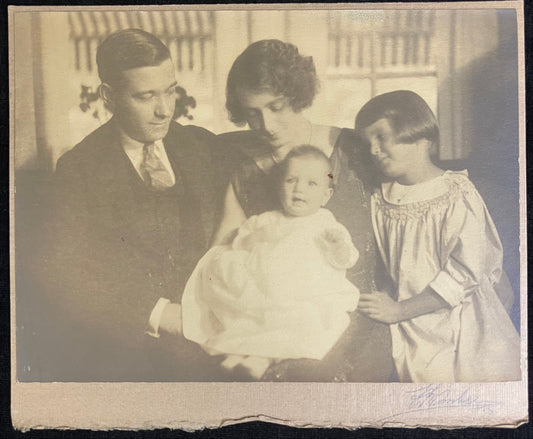 Studio quality Photo of 1920s Young Businessman with Family - Large Sepia Tone Photo -The perfect Fmily in 1920s