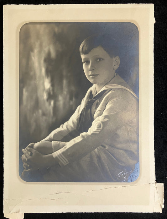 Photo from 1923 of Young Boy in Sailor Suit - 20th Century Michigan Photography